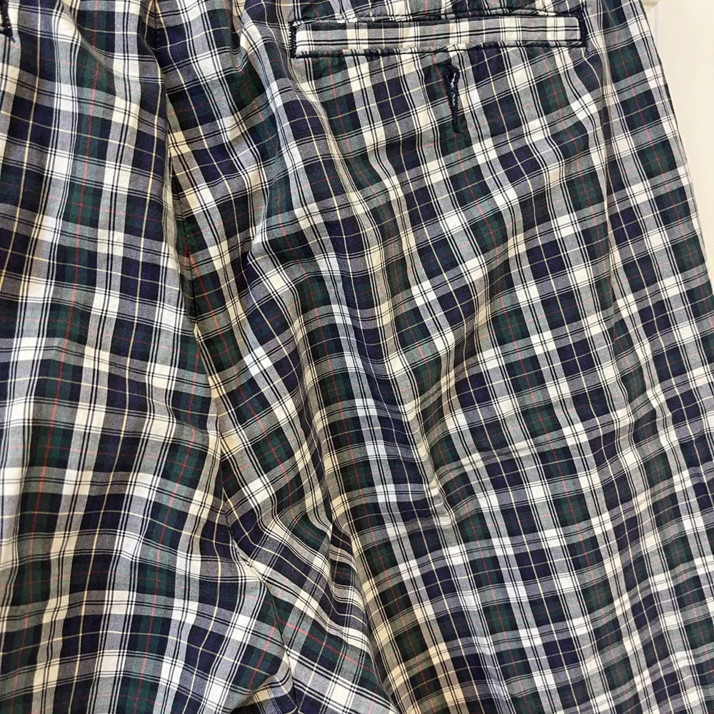 Ralph Lauren Blue and White Plaid Flat-Front Shorts